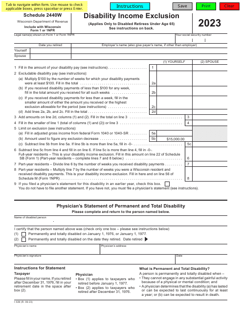 Form I-025 Schedule 2440W 2023 Printable Pdf