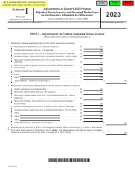 Form I-028 Schedule I Adjustments to Convert Federal Adjusted Gross Income and Itemized Deductions to the Amounts Allowable for Wisconsin - Wisconsin