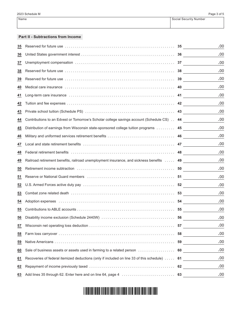 Form I-053I Schedule M Download Fillable PDF Or Fill Online Additions ...