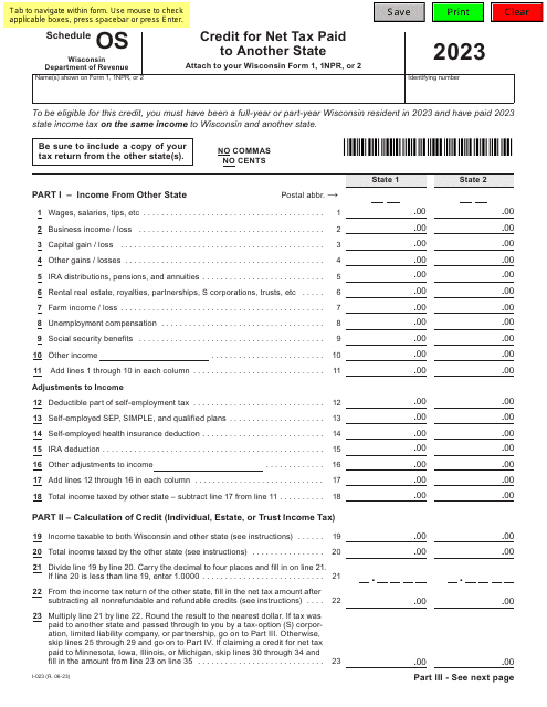 Form I-023 Schedule OS 2023 Printable Pdf