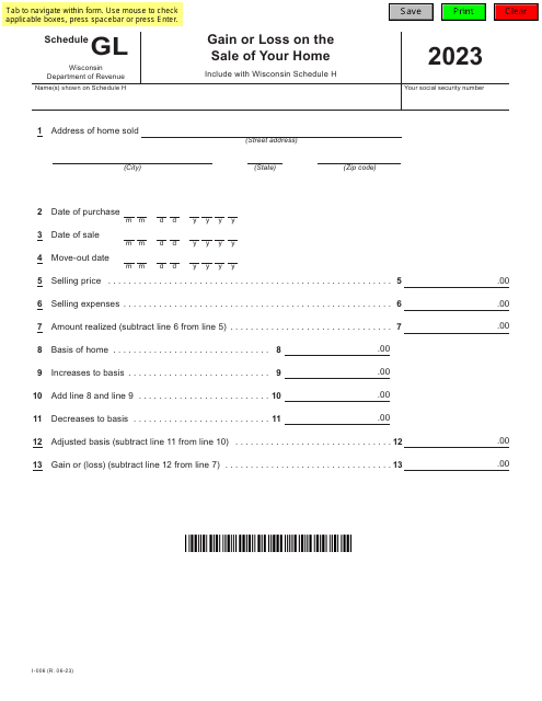 Form I-006 Schedule GL 2023 Printable Pdf