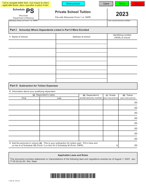 Form I-094 Schedule PS 2023 Printable Pdf