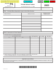 Form I-094 Schedule PS Private School Tuition - Wisconsin