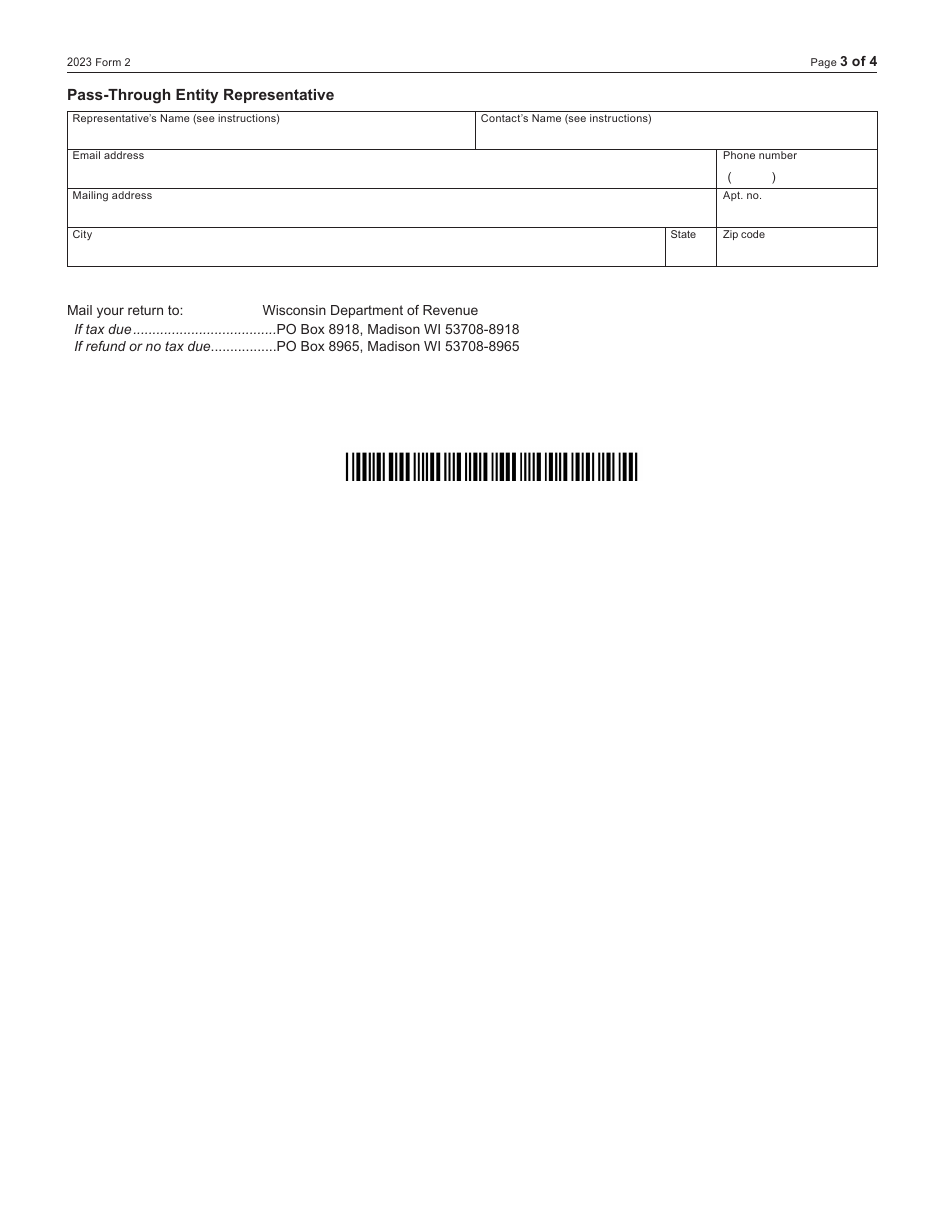 Form 2 (I-020) Wisconsin Fiduciary Income Tax for Estates or Trusts - Wisconsin, Page 3