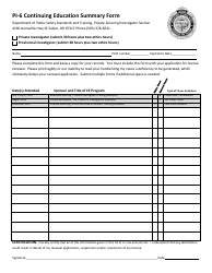 Form PI-6 Continuing Education Summary Form - Oregon