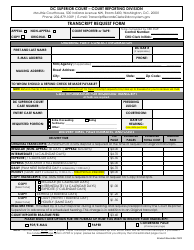 Transcript Request Form - Washington, D.C., Page 2