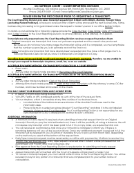 Document preview: Transcript Request Form - Washington, D.C.