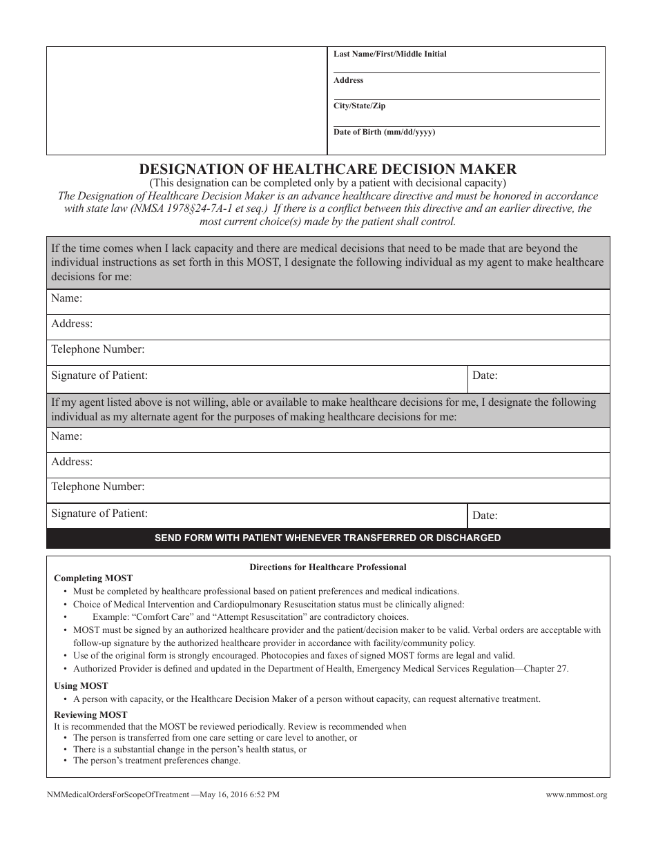 New Mexico Medical Orders for Scope of Treatment (Most) - New Mexico, Page 2