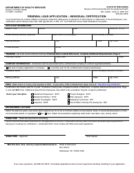 Form F-01989 Renewal Lead Application - Individual Certification - Wisconsin