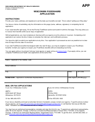 Document preview: Form F-16019 Wisconsin Foodshare Application - Wisconsin