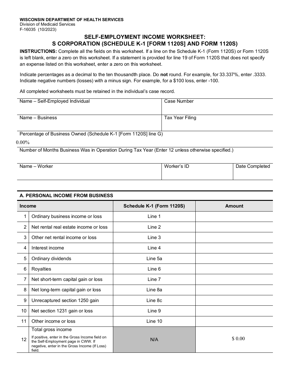 Form F16035 Fill Out, Sign Online and Download Fillable PDF, Wisconsin Templateroller
