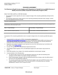 Document preview: Form F-03189 Provider Agreement for Electronic (Email) Communications With Department of Health Services (DHS) Division of Quality Assurance (Dqa) Corporate Guardianship Program (Cgp) - Wisconsin