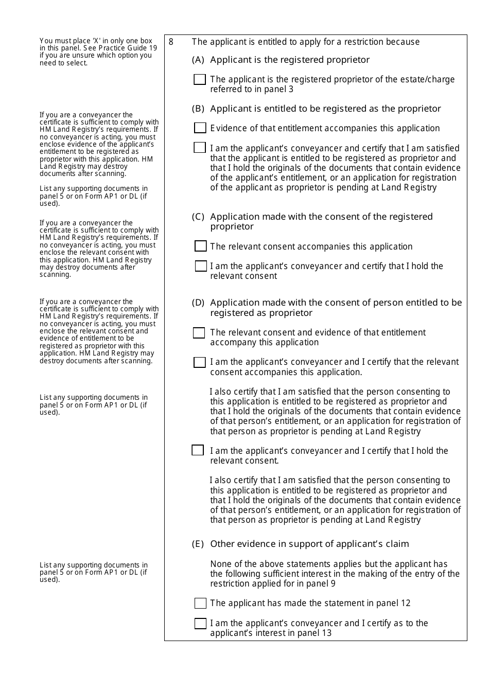 Form RX1 Application to Enter a Restriction - United Kingdom, Page 3