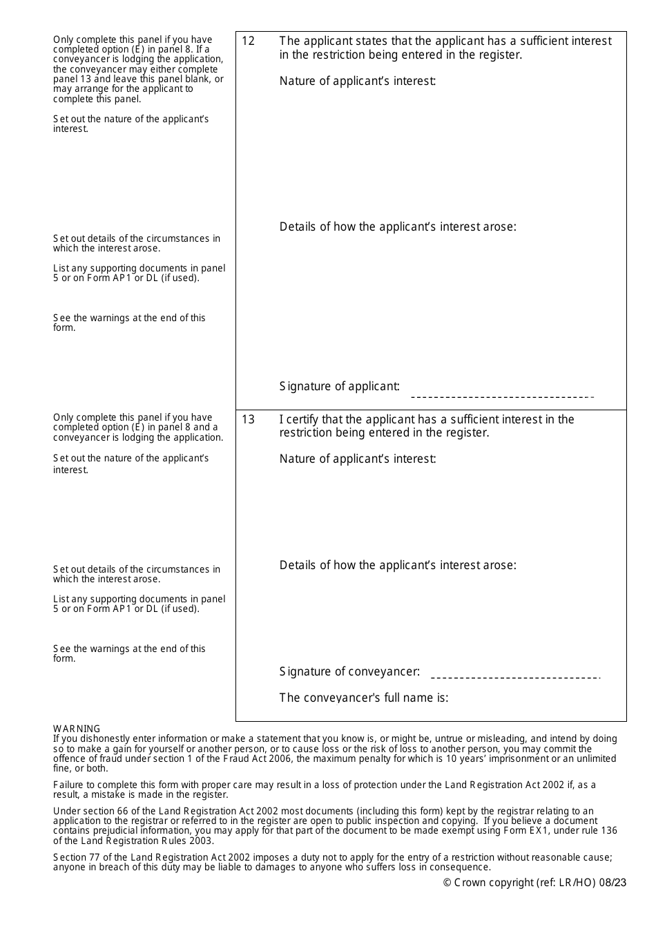 Form RX1 Application to Enter a Restriction - United Kingdom, Page 5