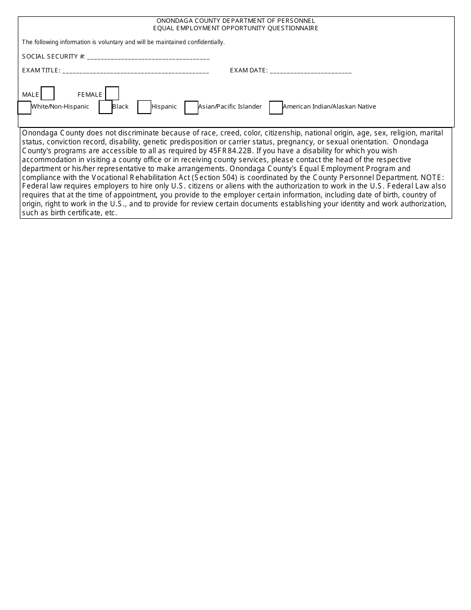 Form P-200 Application for Open Competitive Examination - Onondaga County, New York, Page 3