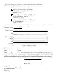 SBA Assignment Form, Page 2