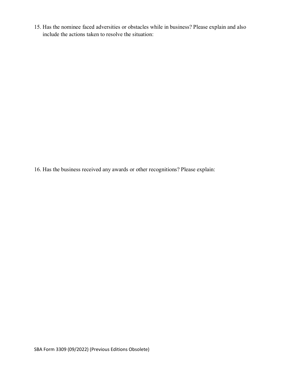 SBA Form 3309 Nomination Form for 8(A) Graduate of the Year Award - National Small Business Week, Page 7