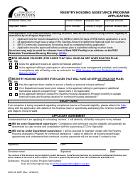 Document preview: Form DOC02-336 Reentry Housing Assistance Program Application - Washington
