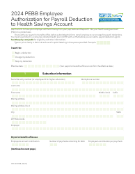Form HCA50-0098 Pebb Employee Authorization for Payroll Deduction to Health Savings Account - Washington