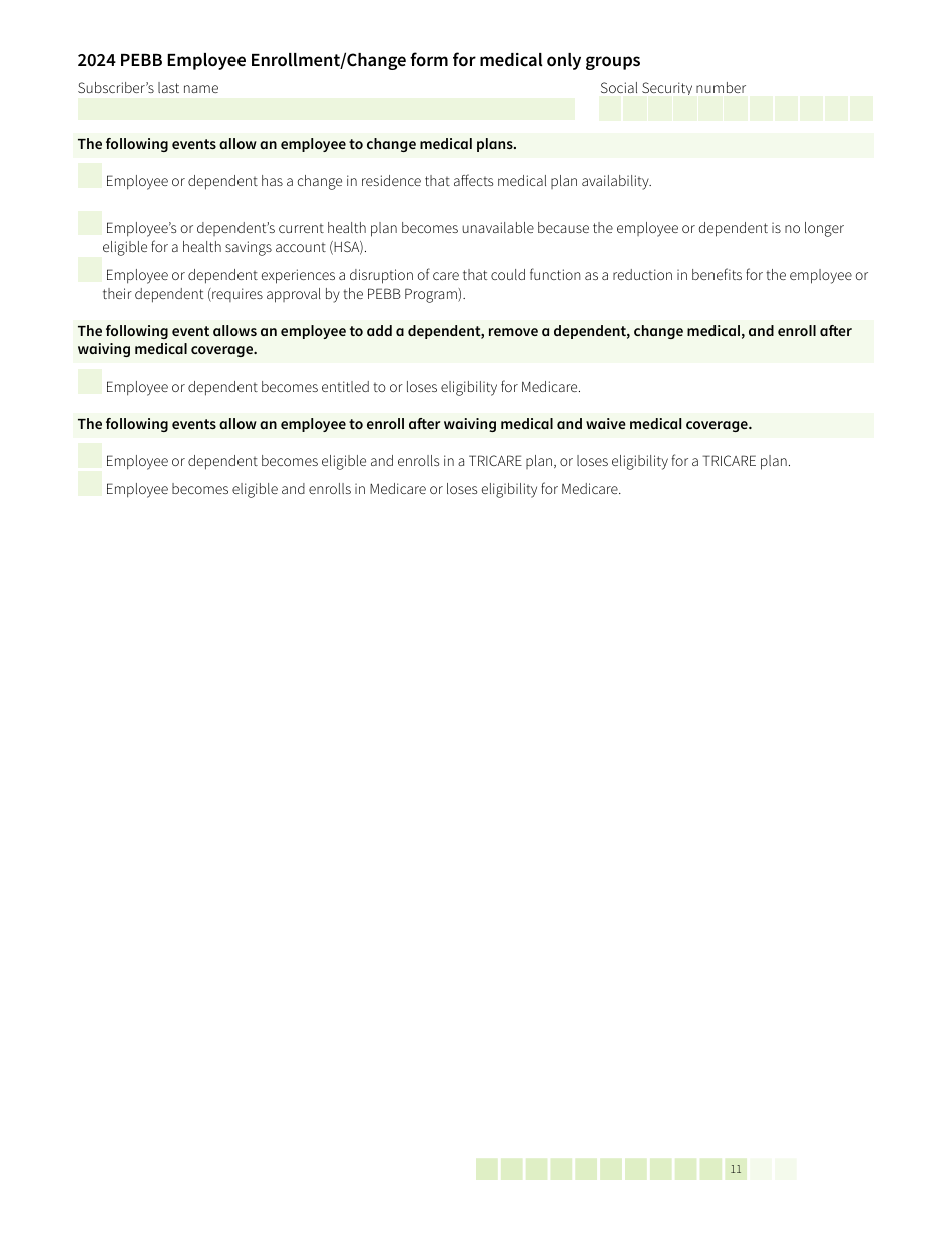 Form HCA52-0030 Pebb Employee Enrollment / Change Form for Medical Only Groups - Washington, Page 11