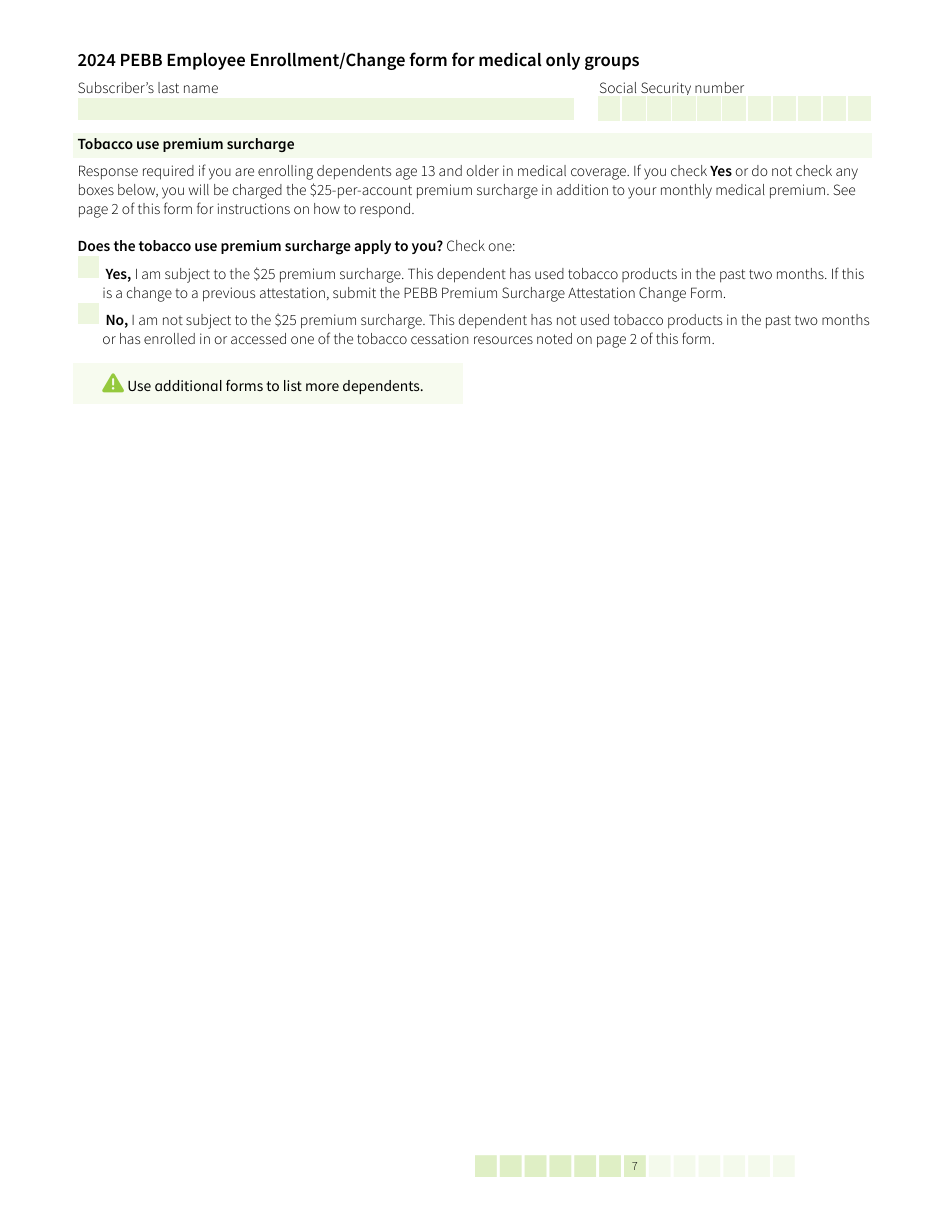 Form HCA52-0030 Pebb Employee Enrollment / Change Form for Medical Only Groups - Washington, Page 7