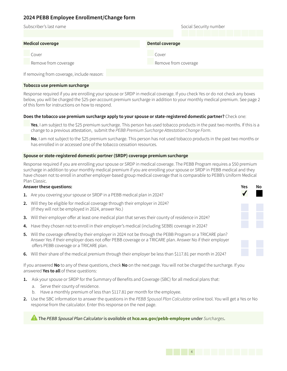 Form HCA500400 Download Fillable PDF or Fill Online Pebb Employee