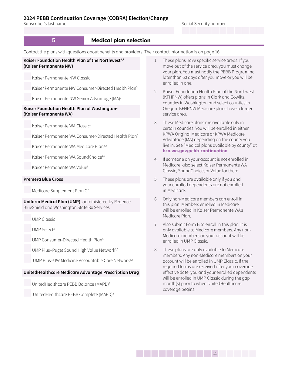 Form HCA50-0136 Pebb Continuation Coverage (Cobra) Election / Change - Washington, Page 11