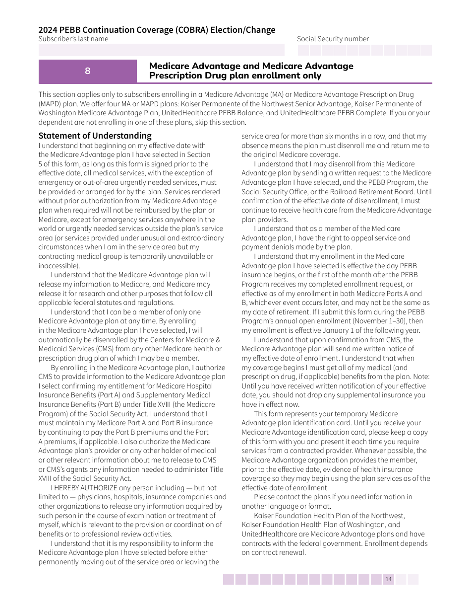 Form HCA50-0136 Pebb Continuation Coverage (Cobra) Election / Change - Washington, Page 14