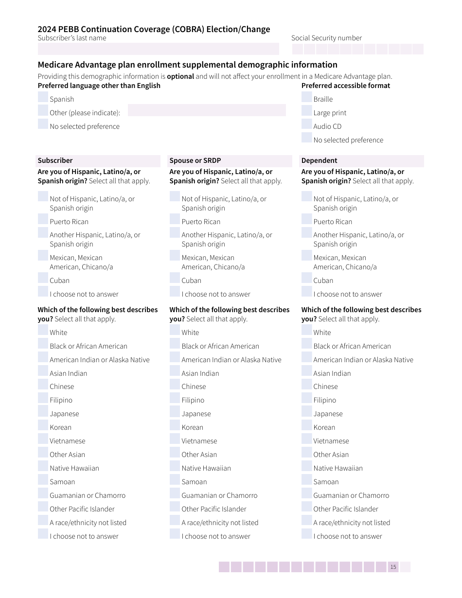 Form HCA50-0136 Pebb Continuation Coverage (Cobra) Election / Change - Washington, Page 15