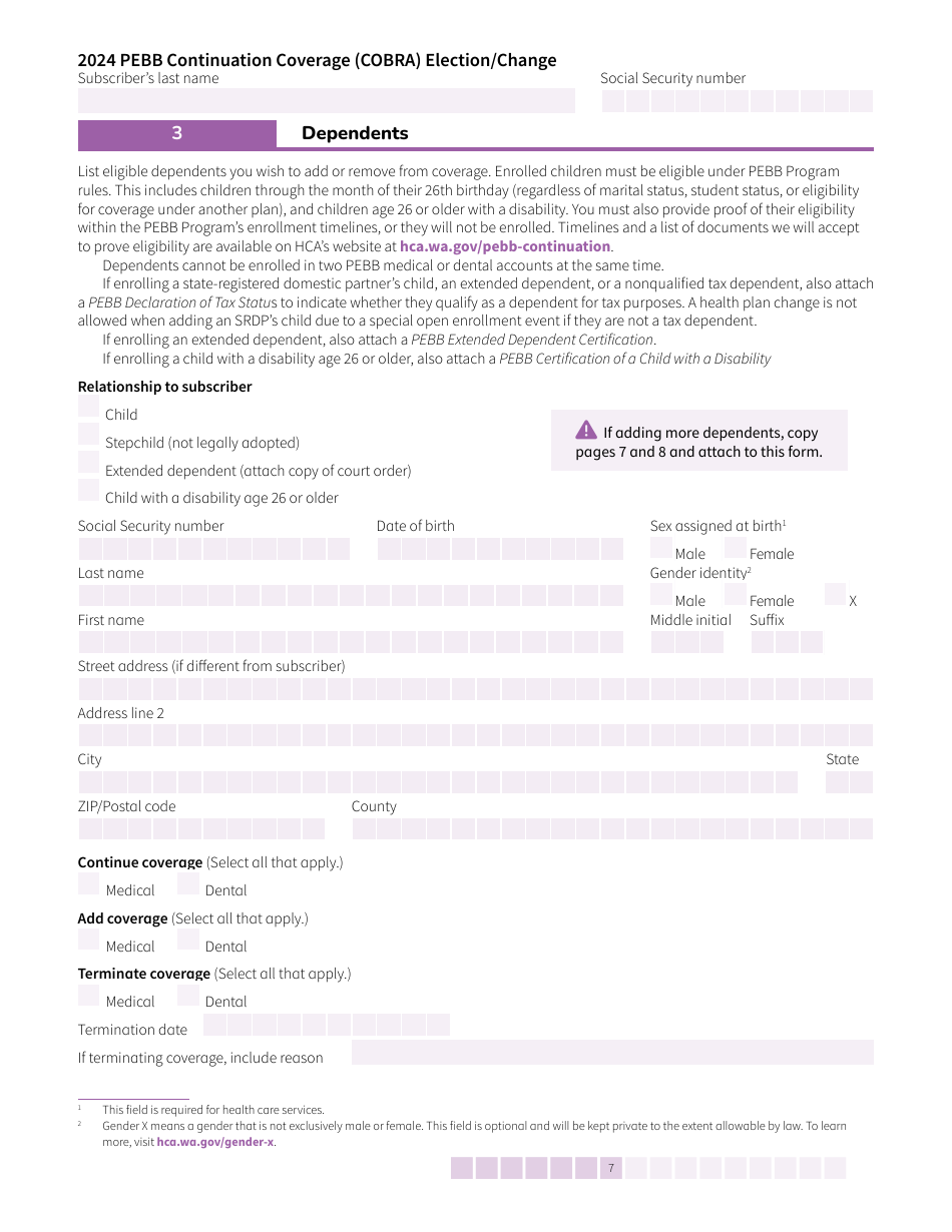 Form HCA50-0136 Pebb Continuation Coverage (Cobra) Election / Change - Washington, Page 7