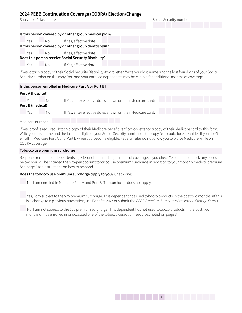 Form HCA50-0136 Pebb Continuation Coverage (Cobra) Election / Change - Washington, Page 8