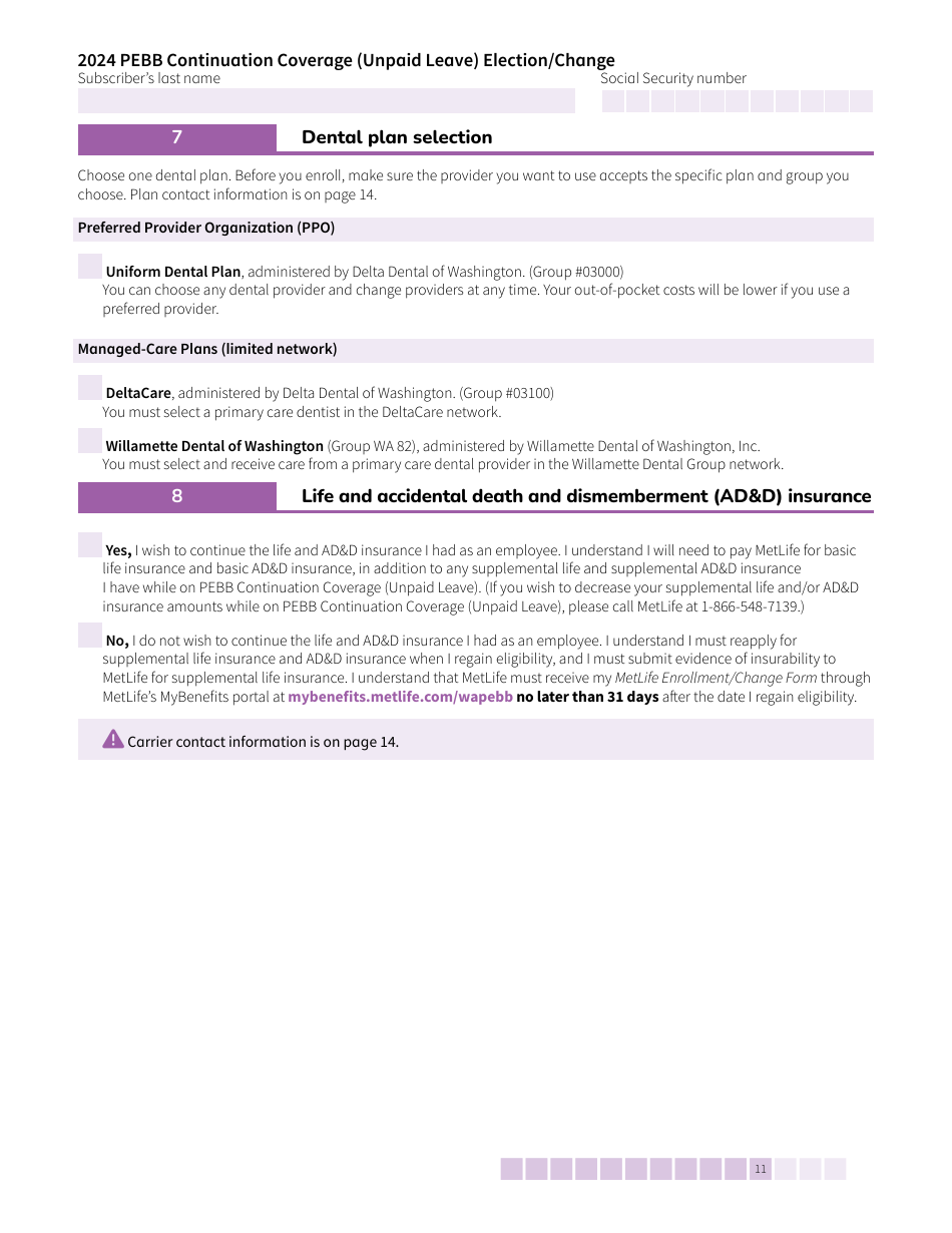 Form HCA50-0135 Pebb Continuation Coverage (Unpaid Leave) Election / Change - Washington, Page 11