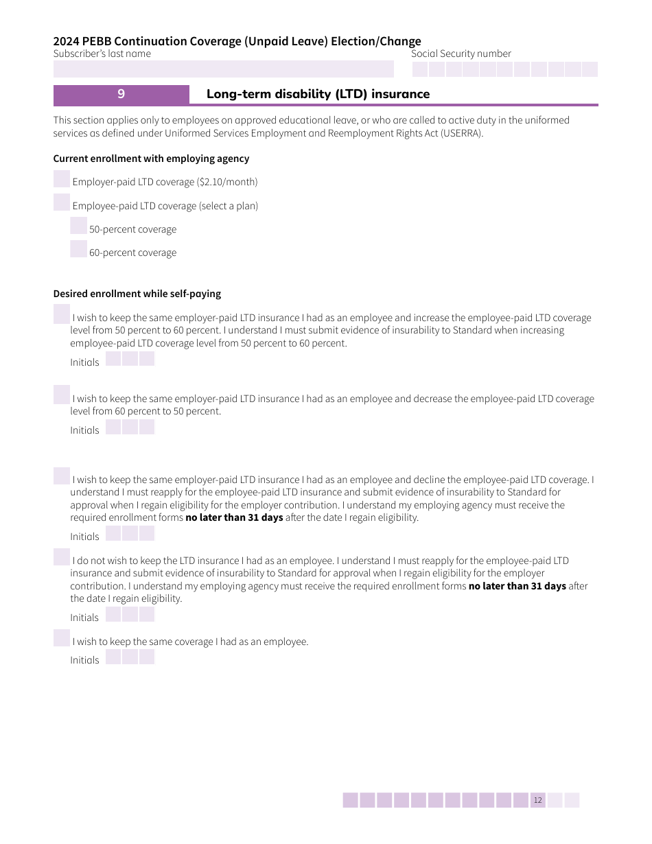 Form HCA50-0135 Pebb Continuation Coverage (Unpaid Leave) Election / Change - Washington, Page 12