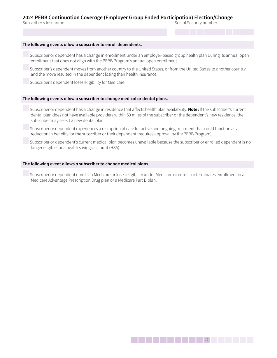 Form HCA50-0104 Pebb Continuation Coverage (Employer Group Ended Participation) Election / Change - Washington, Page 11