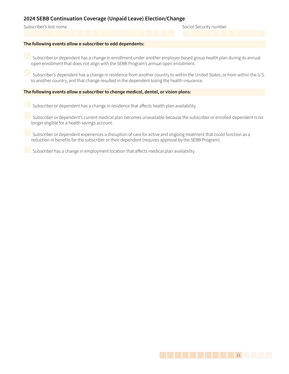 Form HCA20-0059 Sebb Continuation Coverage (Unpaid Leave) Election / Change - Washington, Page 11