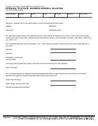 Document preview: Form DOT RW07-24 Appraisal Title Page - Business Goodwill Valuation - California