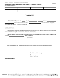 Form DOT RW08-09 Agreement for Purchase - Tax Deeded Property - California, Page 6