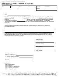 Document preview: Form DOT RW10-20 90-day Notice to Vacate - Residential Occupant - California