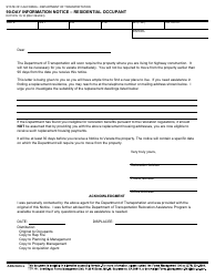 Document preview: Form DOT RW10-18 90-day Information Notice - Residential Occupant - California