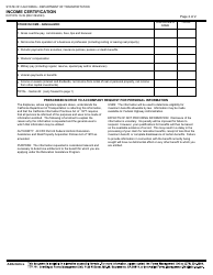 Form DOT RW10-39 Income Certification - California, Page 2