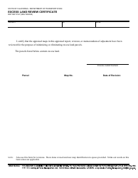 Document preview: Form DOT RW07-07 Excess Land Review Certificate - California