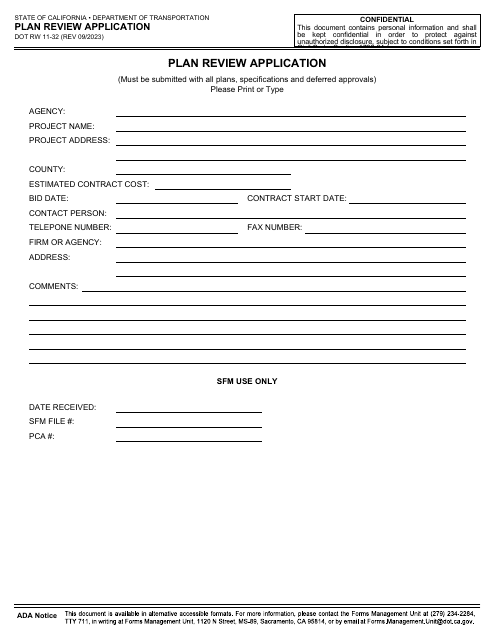 Form DOT RW11-32  Printable Pdf