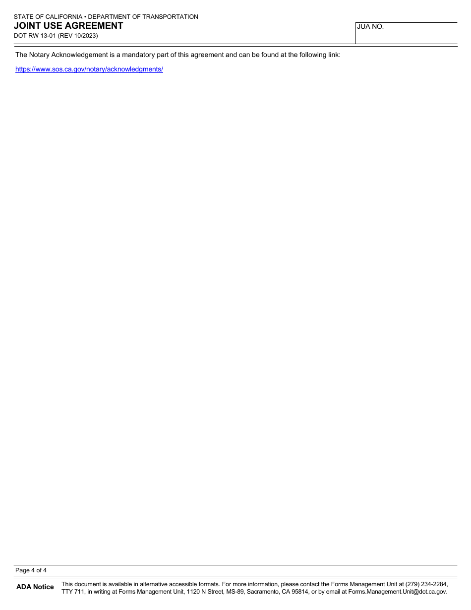 Form DOT RW13-01 Joint Use Agreement - California, Page 4