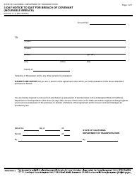 Document preview: Form DOT RW11-13 3-day Notice to Quit for Breach of Covenant (Incurable Breach) - California