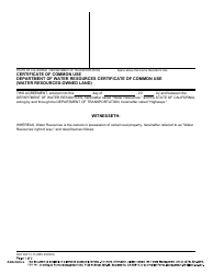 Form DOT RW13-13 Certificate of Common Use Department of Water Resources Certificate of Common Use (Water Resources-Owned Land) - California