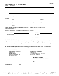 Document preview: Form DOT RW11-11 3-day Notice to Pay Rent or Quit - California