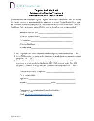 Document preview: Targeted Adult Medicaid Substance Use Disorder Treatment Verification Form for Dental Services - Utah