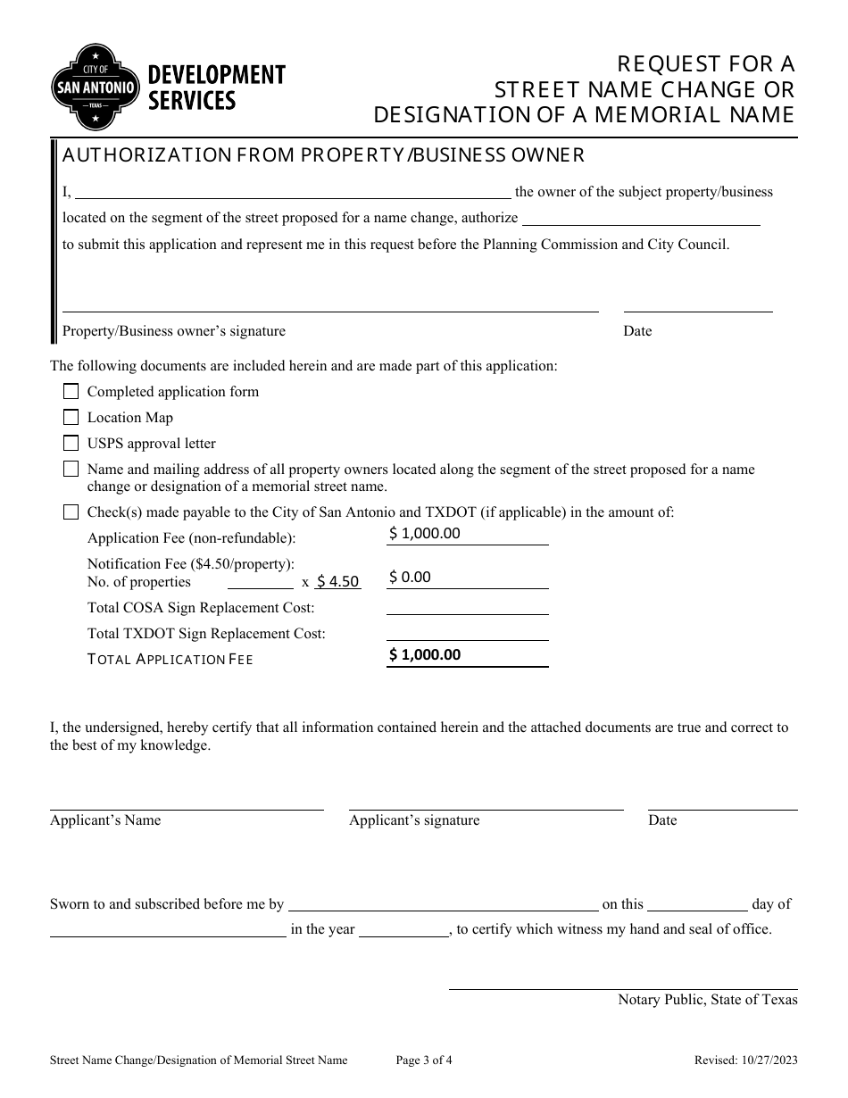 Request for a Street Name Change or Designation of a Memorial Name - City of San Antonio, Texas, Page 3