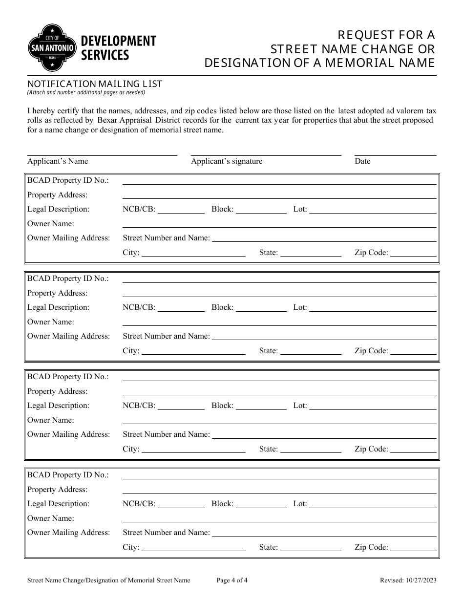 Request for a Street Name Change or Designation of a Memorial Name - City of San Antonio, Texas, Page 4