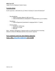 HRO Form 307 Intake Form for Employee Conduct Issues - Wyoming, Page 2